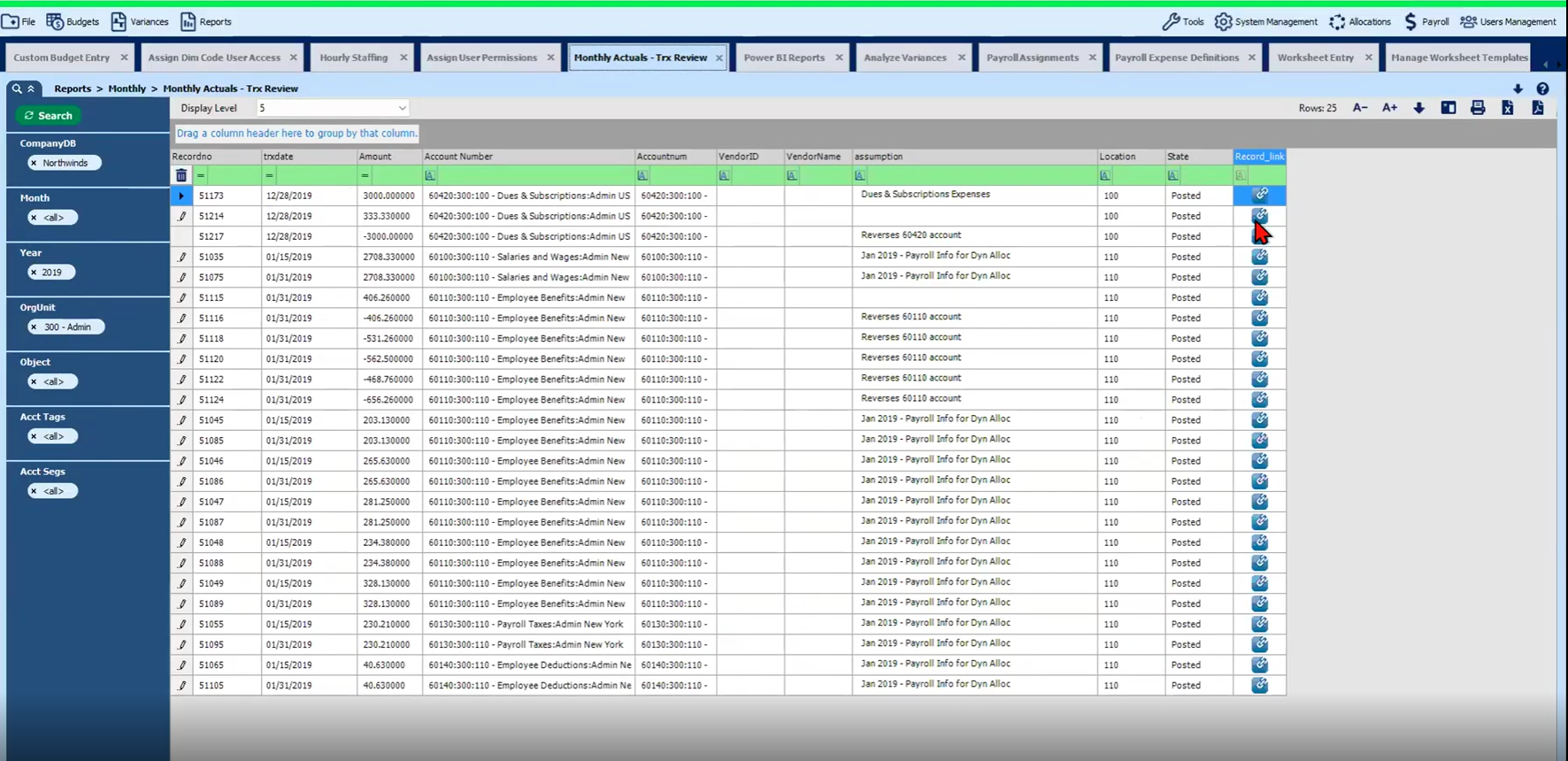 Budget vs actual reporting dashboards